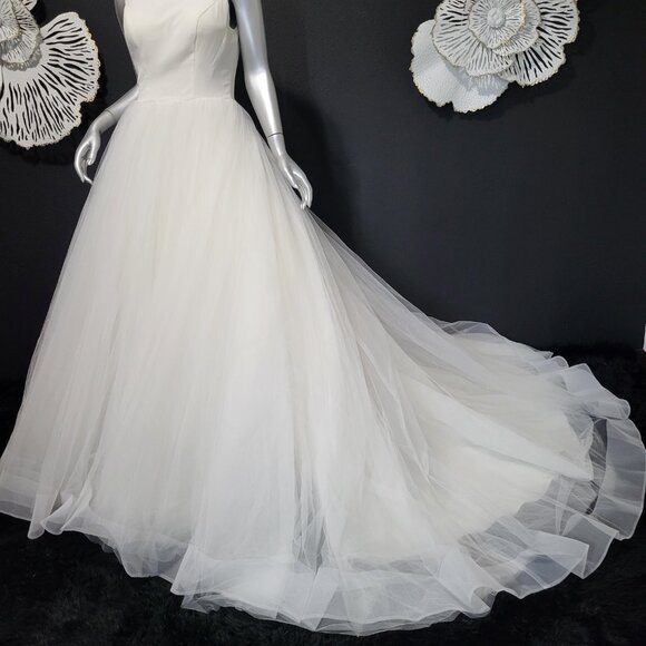 $1780~JUSTIN ALEXANDER~4/6~IVORY OFF WHITE FIT & FLARE BALLGOWN WEDDING DRESS - Picture 6 of 16